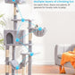 Hey-brother Cat Tree with Large Hammock, Multi-Level Cat Tower for Indoor Cats, Cat Condo with Sisal-Covered Scratching Posts and Top Perch, Light Gray MPJ050W