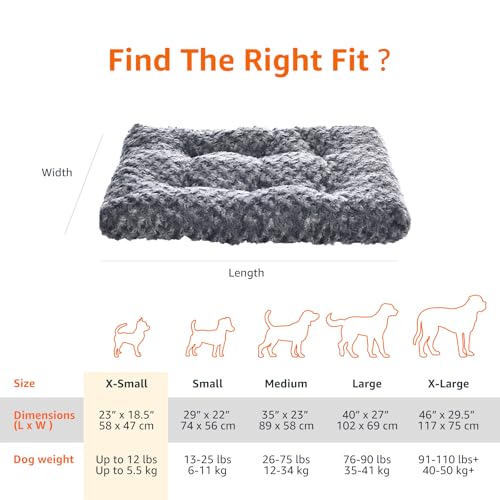 Basics Cat and Dog Bed and Crate Pad, Machine Washable, Indoor, 23 x 18 x 2.5 inches, Gray