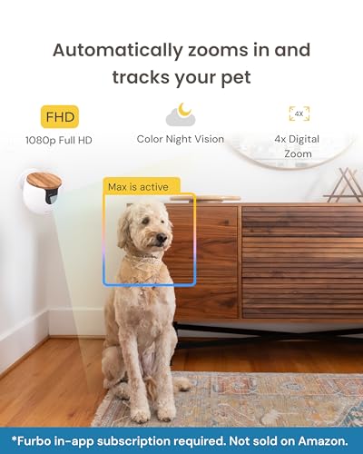 Furbo Mini Pet Camera [Subscription Required] Unlock Camera w/Paid Plan: Home Security with Dog & Cat Safety Alerts, 2-Way Audio, Mountable Smart Cam (Low Risk, 3mo Min. Cancel Anytime)