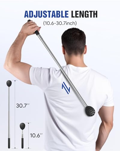Gelibo Telescoping Large Back Scratcher with 5 Detachable Heads,Rubber Handles Gifts for Him, Gifts for Men, Extendable Back Massager Tool with Beautiful Box