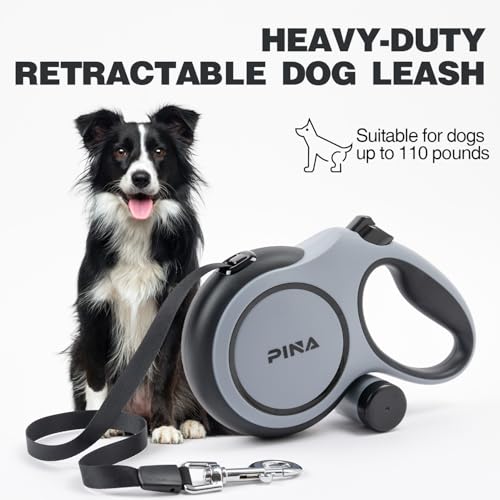 PINA Upgraded Retractable Dog Leash, 26 ft Dog Leash for Small Medium Large Dogs Up to 110lbs, Heavy Duty Reflective Nylon Tape 360° Tangle-Free
