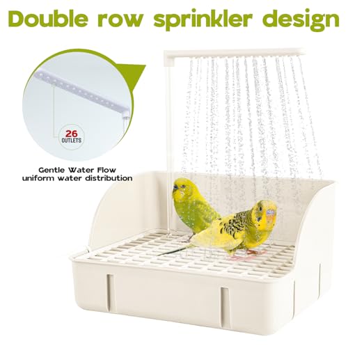 Parrot Bathtub, Large Bird Shower Fountain, Automatic Bird Bath, Parrot Bath Shower, Automatic Bathtub with Circulating Faucet, Indoor Fountain with USB Pump, Green