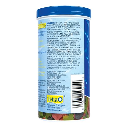 TetraMarine Large Saltwater Flakes, Nutritionally Balanced Fish Food for Saltwater Fish, 5.65 oz