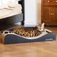 FUKUMARU Cardboard Cat Scratcher Bed, Extra Long 29.1 Inch Cat Scratch Bed Couch Indoor, Natural Felt Multifunctional Cats Scratching Lounger, Horizontal Kitten Cats Scratch Pad with Ball Toy, Black