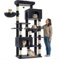 Heybly Cat Tree, 76-Inch Tall Heavy Duty Cat Tower for Big Cats with Extra Wide Baseboard, Multi-Level Large Cat Furniture with 2 Condos & 2 Hammocks, 10 Scratching Posts, Smoky Gray HCT039G