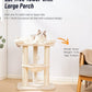 Happi N Pets 28" Cat Tree Tower, Tall Cat Scratching Post with Soft Perch for Window Viewing, Large Bed for Big Cats, Stable & Compact Cat Tower with Hammock, Removable Cover-Beige