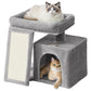 Feandrea Small Cat Tree, Cat Tower Condo, Scratching Ramp, Large Top Perch, Cave, 20.1 x 15.4 x 18.3 Inches, Dove Gray UPCT010GD02S