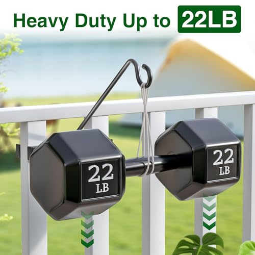 12-Inch Deck Bird Feeder Hanger for Railing, Outdoor Decor Plant Hanger, Balcony Railing Hook - 22LB Capacity - for Hanging Plants, Bird Feeders, Lanterns, Wind Chimes