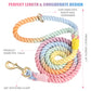 Dog Leash 5 FT Handmade Braided Cotton Rope Leashes for Small Medium and Large Dogs, New Golden Heavy Duty Metal Clasp, Colorful Macaron