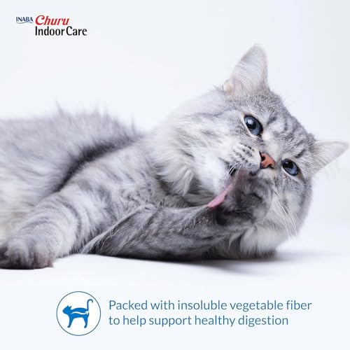 INABA Churu for Cats, Functional, Creamy Lickable Purée Cat Treat for Indoor Care and Hairball Control, 0.5 Ounces Each, 24 Tubes (4 per Pack), 2 Flavor Tuna and Chicken Variety Pack