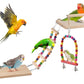 5in1 Bird Parakeet Toys, Detachable Birdie Perches Platform Swing with Climbing Ladder, Parrot Cage Stand Accessories, Wooden Playing Gyms for Conure Cockatiel Lovebird Finch Budgerigar Pigeon