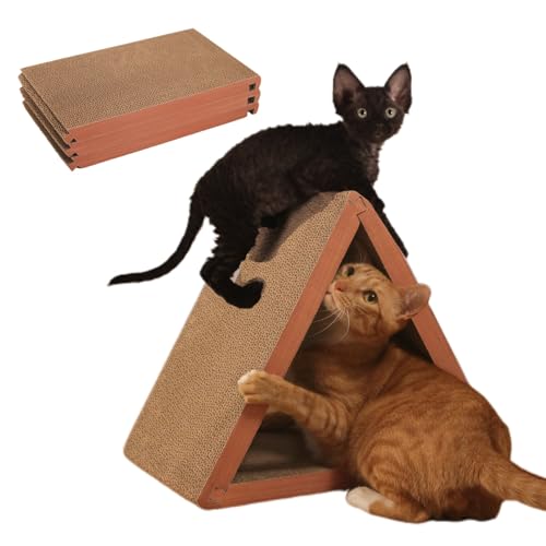 Cat Scratcher Cat Scratching Board - Foldable - Triangle, 6 Usable Sides Scratchers for Indoor Cats, Vertical Cat Scratch Pads(Pack of 3)