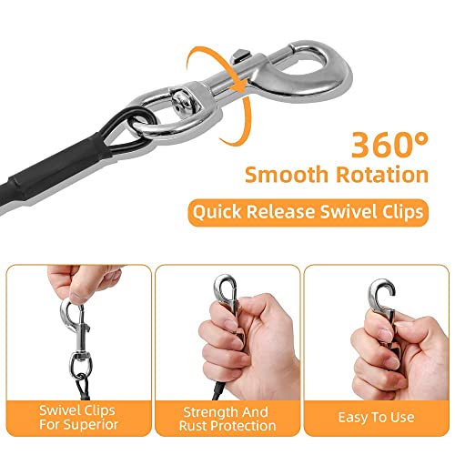 Dog Tie Out Cable,50ft Dog Run Cable,Tie-Out Cable for Small Dogs Up to 60 lbs,Dogs Leash Tether for Yard,Camping and Outside