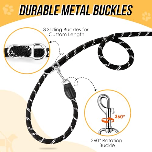 Lukovee Hands Free Dog Leash, 10FT Adjustable Training Lead 1/2 Inch Nylon Heavy Duty Lead No Pull for Large Medium Dogs, Tangle Free Reflective