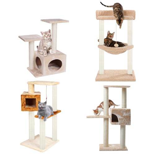4 PCS M8 Cat Scratching Post Replacement, 15.7 x 3.1 Inch Sisal Pole Cat Tree Replacement Post with Screws, Refill Scratcher Posts for Indoor Kitten Tree Tower Spare Cat Furniture Protector