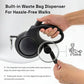 26ft Retractable Dog Leash for Large Dogs up to 110 lbs, with Waste Bag Dispenser, 8m Durable Strong Nylon Tape, 360° Tangle-Free, One-Handed