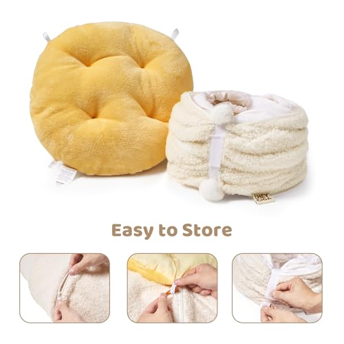 EHEYCIGA Cat Tunnel Bed for Indoor Cats, Cute Cat Donut Toy Tunnel for Small Large Cats with Washable Circle Cushion, Peekaboo Pet Cave Play Tunnel for Kitten, Puppy, Rabbit
