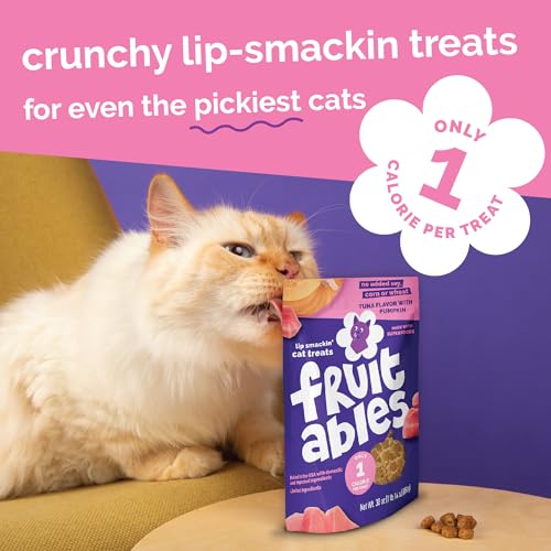 Fruitables Cat Treats - Crunchy Treats for Cats - Healthy Low Calories Packed with Protein - Free of Wheat, Corn and Soy - Made with Real Salmon, Tuna, Chicken - 2.5 Oz (3 Pk)