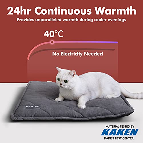 Mora Pets Self Heating Cat Bed Self Warming Cat Pad Thick Thermal Pet Bed Mat 24 x 18 Inches with Removable Cover Machine Washable Ultra Warm Mat for Outdoor Indoor Cats and Small Dogs