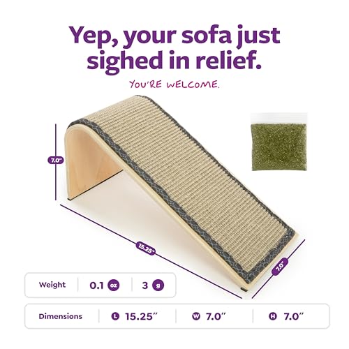 SmartyKat Sisal Angle Ramp Cat Scratcher, Natural Woven Sisal Surface & Stable Wooden Structure with Organic Catnip