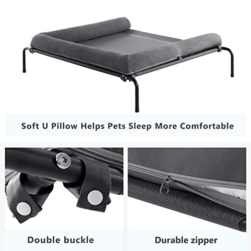 WESTERN HOME Cooling Elevated Dog Bed for Large Dogs, Portable Indoor & Outdoor Raised Dog Bed with Breathable Mesh, Chew Proof Pet Hammock Cots with Removable and Waterproof Bolsters
