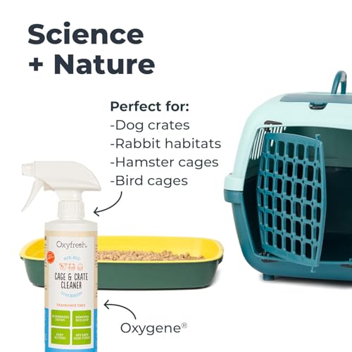 Oxyfresh Premium Crate & Cage Cleaner – Professional Dog Crate & Small Animal & Bird Cage Odor Eliminator – Quickly Cleans, Removes Poop & Deodorizes Pet Odors – Safe & Bleach Free