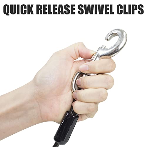 BV Dog Tie Out Cable 25 Feet - Heavy Duty Dog Lead Up to 250 Pounds - Reflective & Rust-Free with Quick Release Swivel Clips & 360° Rotating Clasp