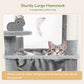 Globlazer Cat Tree Tower with Scratching Post for Indoor Cats, 53inch Tall Plush Multi-Level Cat Climbing Tower Condo House with Large Hammock, Spacious Cat Cave, Padded Top Perch Bed, F53, Light Gray
