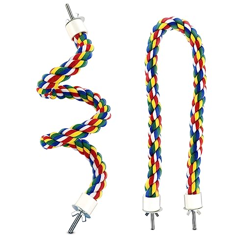 Bird Bungee Climbing Swing - Colorful Parakeet Rope Perch (23.6 Inches)