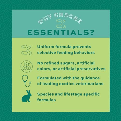 Oxbow Essentials Rabbit Food, Adult, Made with Oxbow Timothy Hay for Rabbit, Pet Pellets with Vitamins & Minerals, Small Animal Pet Products, Bunny Food, Made in USA, High Fiber, 10 lb. Bag