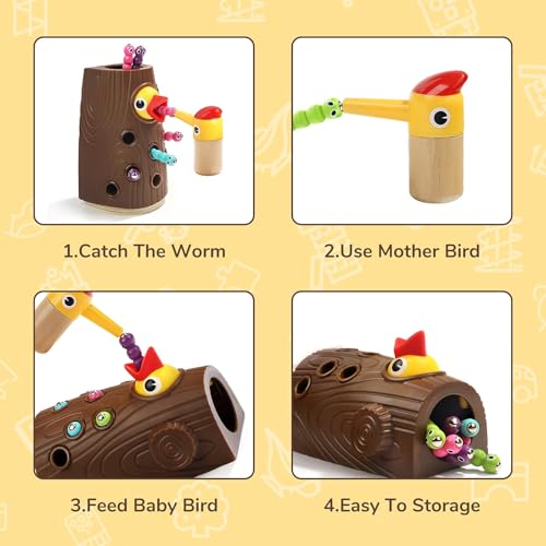 TOP BRIGHT Montessori Toys for 2 Year Old - Magnetic Bird Feeding Games for 2 Year Olds, Learning Toys for Toddlers 2-4 Years, Fine Motor Skills Toy for 3 Years Old Girls and Boys