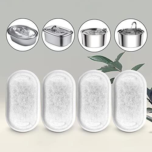 Cat Water Fountain Filters for 108/3.2L& 67oz/2L Stainless Steel Pet Water Dispenser Fountain Filter Replacement with 8 Sponges (8 Filters&8 Sponges)