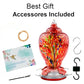 WOSIBO Hummingbird Feeder for Outdoors Patio Large 32 Ounces Colorful Hand Blown Glass Hummingbird Feeder with Ant Moat Hanging Hook, Rope, Brush and Service Card (RED-Firework)