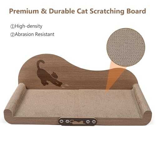NATUYA Cat Scratcher Cardboard Lounge Bed, 24 Inch Large Cats Scratching Board Couch, Durable Cat Scartch Pad for Indoor Cats
