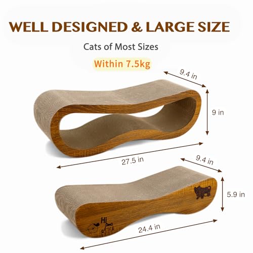 Cat Scratcher 2 in 1 Scratchers for Indoor Cats Scratching Board Cardboard, Horizontal Corrugated Scratch Pad for Cats as Beds & Furniture Reversible Sofa Scratch