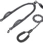 Double Dog Leash with Two Extra Traffic Handles, 360 Swivel No Tangle Dual Dog Walking Leash, Comfortable Shock Absorbing Reflective Bungee for Two