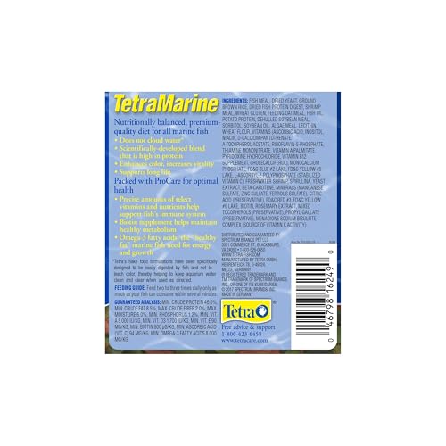 TetraMarine Large Saltwater Flakes, Nutritionally Balanced Fish Food for Saltwater Fish, 5.65 oz