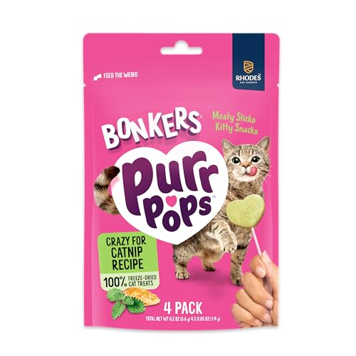 Bonkers Purrpops Freeze-Dried Catnip Flavored Lollipop Treats for Cats, 4 Pack (Pack of 13)