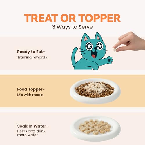 Freeze Dried Chicken Cat Treats, Single Ingredient Chicken Breast Cat Snacks, High Protein Grain-Free Food Topper for Picky Cats, 4 oz