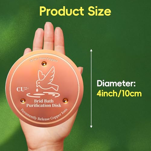 Bird Bath Copper Disk, 99.99% Pure Copper Cleaning Disk, Natural Cleaning Solution for Outdoor Birdbath, Helps Extend time Between birdbath Cleaning, Fit for Outdoor Birdbaths, Bowl
