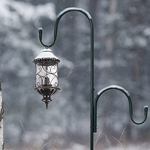 MIPON 78 Inch Double Shepherds Hooks for Outdoor Bird Feeder,Hanging Plants,Solar Light,Adjustable 78/62/46/30 Inch,3/4 Inch Width Garden Shepards Hook