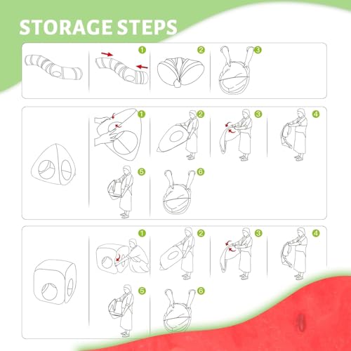 Tailtastic 3-in-1 Watermelon Cat Play Tunnel with Pop-Up Cube & Triangle Cat Tent, Interactive Toy Ball & Foldable Design - Easy Magic Tape Assembly Tunnels for Indoor Cats
