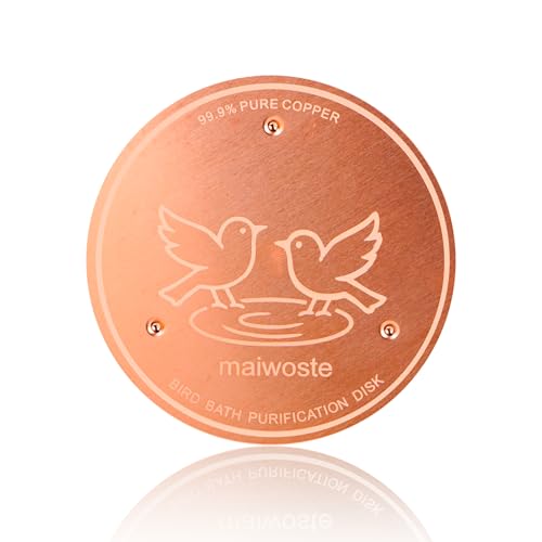 Bird Bath Copper Disk, 4 Inch 0.6mm Thick 99.9% Pure Copper Disc with Triple-Point Support, Natural Water Cleaner for All-Season Use, Universal Fit for Outdoor BirdBaths, Bowls