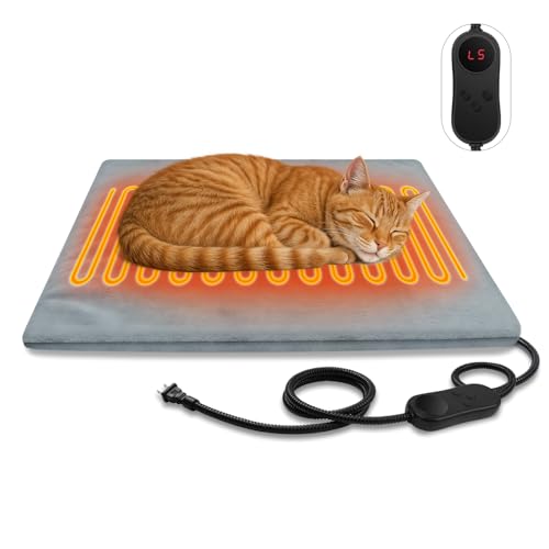 Pet Heating Pads for Cats & Dogs Outdoor Indoor, 17.7 * 17.7inches Puppy Cat Heating Pad Bed Mat Outdoor Waterprooof, Heated Dog Blanket Bed Outside, Gifts for Cats Puppy in Winter