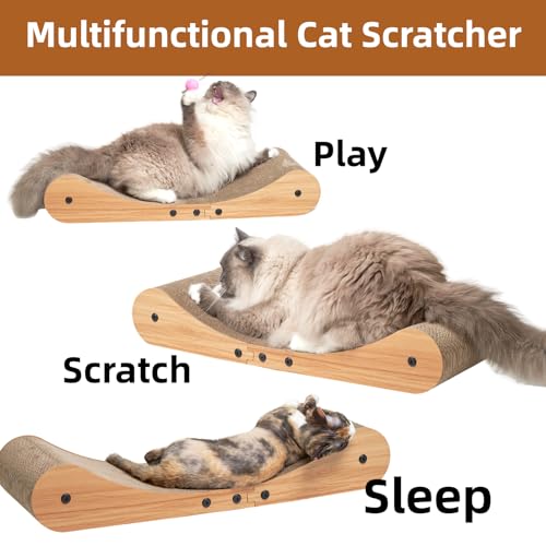 Nekosan Cat Scratcher Cardboard Bed, 27.5" Extra Large Cat Scratch Sofa Bed, Cat Scratcher Lounge Bed for Indoor Cats, 27.5 x 10 Inches Cat Couch Bed - Scratching Board