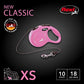 FLEXI® Classic XS Cord Retractable Dog Leash (Pink)-10 ft for Extra Small, Tiny Dogs up to 18 lbs| Ultra Compact Pocket-Size, 3-Finger Grip, German