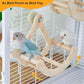 Bird Perch Toy, Interactive Rocking Parakeet Toys and Perches, Wooden Exercise Wheel Cockatiel Toys, Intelligence Puzzle Birds Enrichment Toy for Parrot, Bird Cage Accessories Perch for Budgies Conure