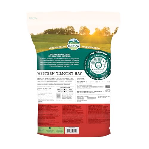 Oxbow Western Timothy Hay, Guinea Pig Hay, Small Pet Bunny Supplies, All Natural Grass for Guinea Pig, Bunny, Chinchilla & Hamster, Oxbow Rabbit Supplies for Bunnies, 90 oz. bag