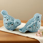 Pair of Blue Bird for Home Decor, Farmhouse Ceramic Bird Statue Sculpture Birds Ornaments, Small Decor for Shelves Entryway TV Stand Bookcase, Garden Micro Landscape Accessories