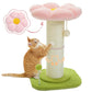 PEQULTI Flower Cat Scratching Post, Small Cat Tree, Scratcher for Indoor Cats with Super Thick Scratching Post [Dia=5.5''], Removable Flower Bed, Cat Scratch Post with Spring Ball, Pink